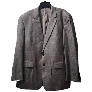 Lauren Ralph Houndstooth Blazer Sport Coat Two Button‎ Brown Gray Mens Size 46R